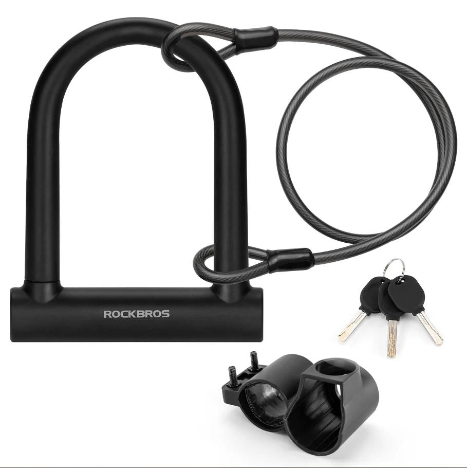 ROCKBROS #Ebike candado de manillar de alta seguridad, 22 mm de diámetro, de acero aleado, con 3 llaves y funda de silicona, resistente a los robos, para bicicleta, motocicleta y MTB, tu actualización de seguridad