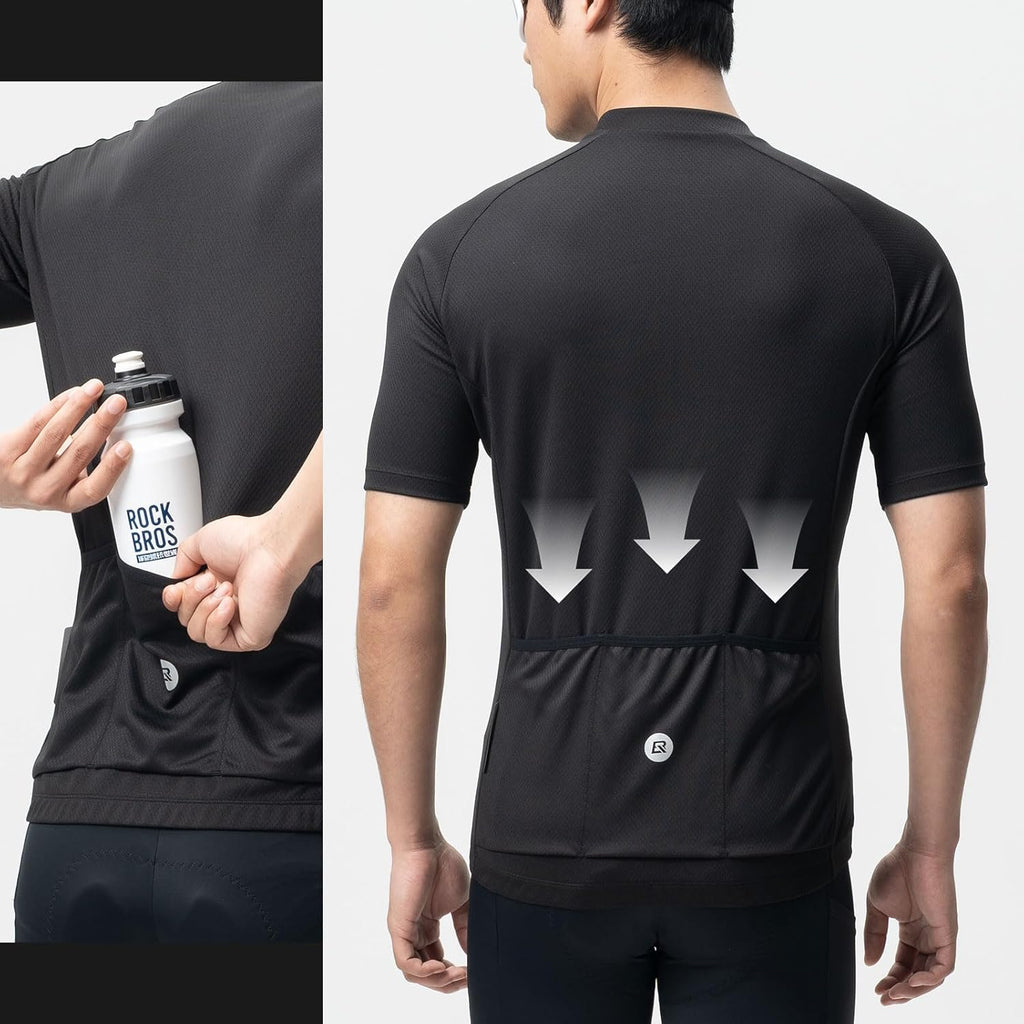 ROCKBROS Camiseta Ciclismo Hombre Manga Corta Camisetas de Ciclismo Maillot Ciclismo Bicicleta Carretera Transpirable Ropa de Ciclismo Secado Rápido para Bicicleta de Carretera Montaña Ciclismo