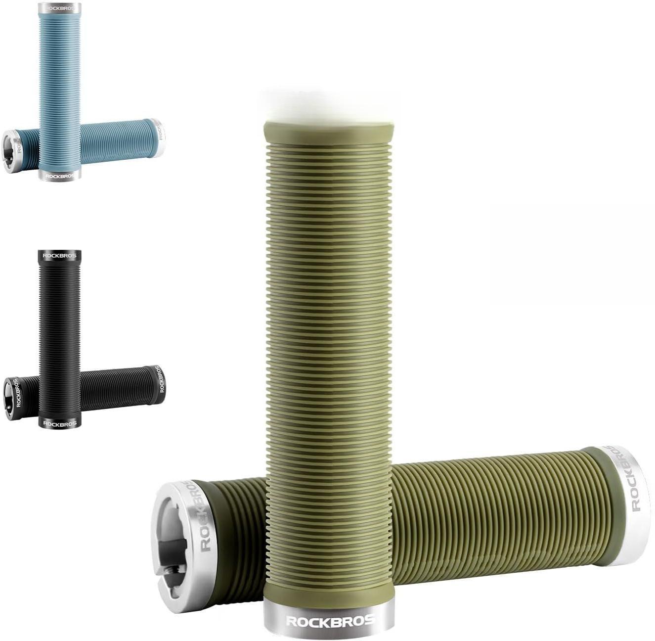 ROCKBROS Empuñaduras de Bicicleta con Bloqueo Doble de Aleación, Empuñaduras de Manillar de Bicicleta de 22mm Ergonómicas, Empuñaduras de Manillar Universal para Bicicleta de Montaña Bicicleta de Carretera Bicicleta Plegable Scooter Bicicleta