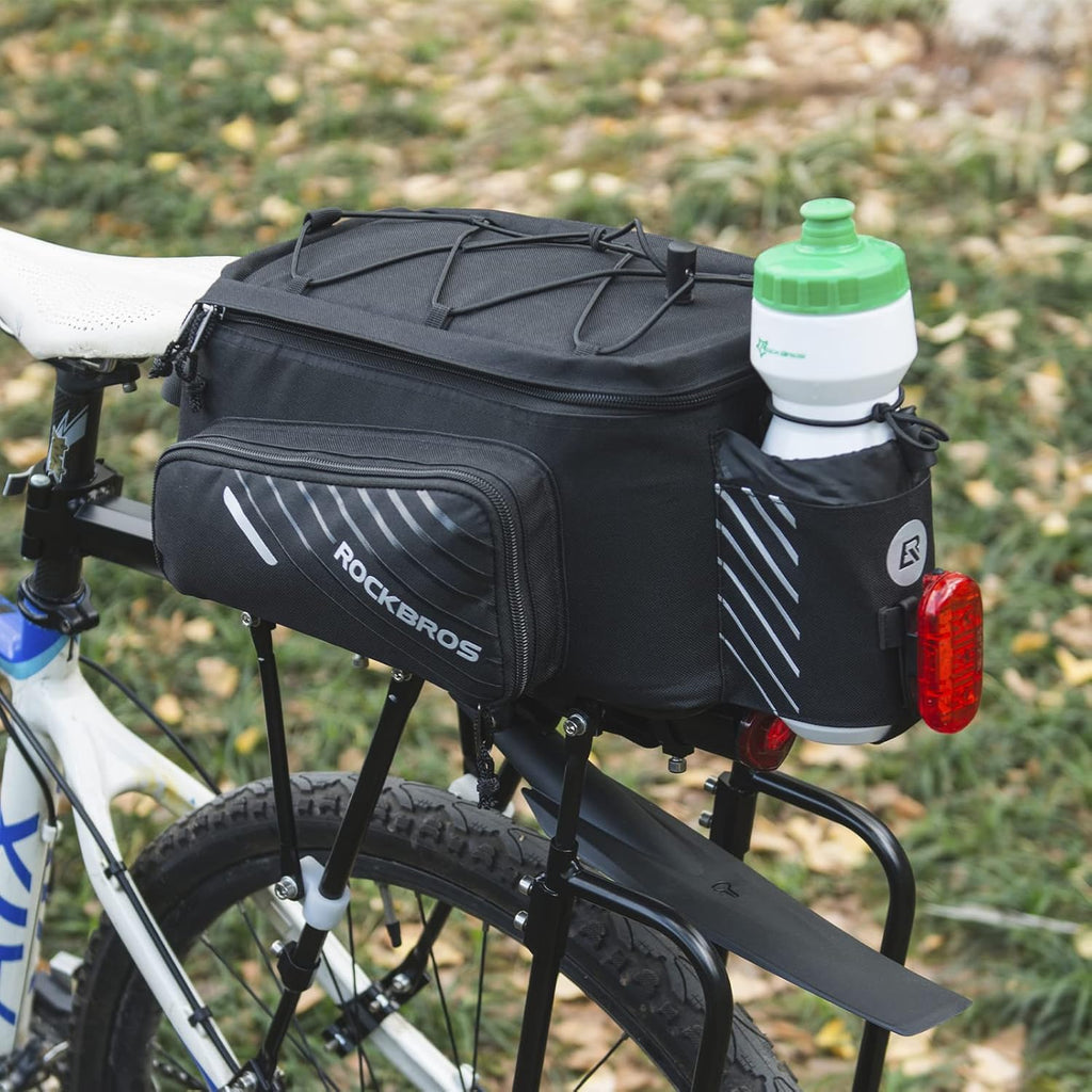 ROCKBROS Bolsa de carga para bicicleta 9-12L - Resistente al agua y expandible, bolsa de carga para bicicleta viral, accesorios para bicicleta de los desplazados, con bolsillos laterales plegables, ideal para desplazados, bikepacking y uso diario