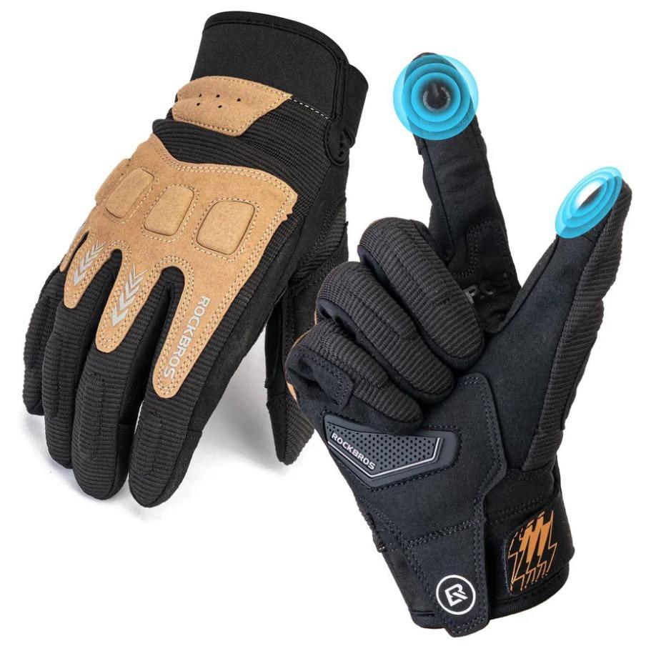 ROCKBROS guantes de ciclismo térmicos de dedos largos guantes MTB unisex hombre protección 3D contra impactos antideslizante con agarre compatibles con pantalla táctil ultraligeros transpirables para ciclismo correr senderismo esquí