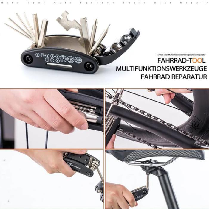 ROCKBROS Herramienta Multifuncional de Bicicleta 16 en 1 Herramienta de Reparación Pequeña y Ligera con Llaves de 2, 2.5, 3, 4, 5 y 6 mm para Ciclismo Camping y Deportes al Aire Libre