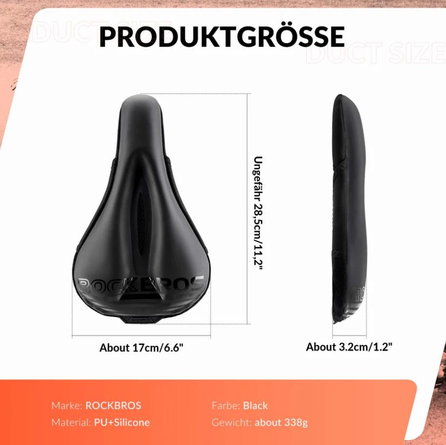 ROCKBROS Funda de sillín para bicicleta acolchada con gel, suave y de silicona y tejido PU, compatible con MTB, bici de carretera, trekking, plegable y entrenamiento en casa