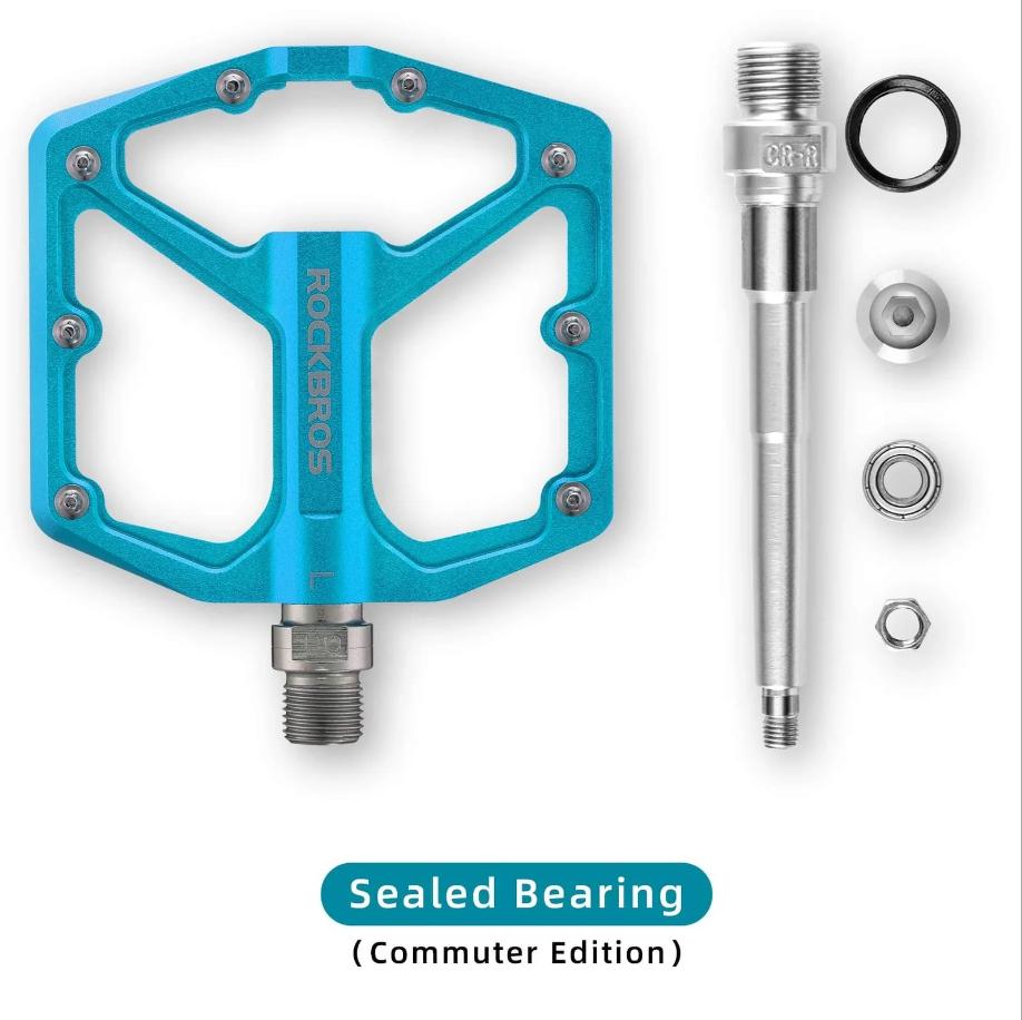 ROCKBROS Pedal de Aluminio 9/16 inch con Plataforma Ancha de 104mm y Super Agarre 8 Puntas de Acero Inoxidable CNC Precisión para MTB E-Bike & Bicicleta Urbana