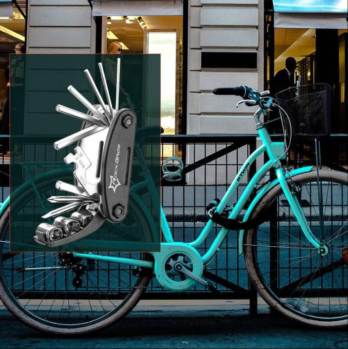 ROCKBROS Herramienta Multifuncional de Bicicleta 16 en 1 Herramienta de Reparación Pequeña y Ligera con Llaves de 2, 2.5, 3, 4, 5 y 6 mm para Ciclismo Camping y Deportes al Aire Libre