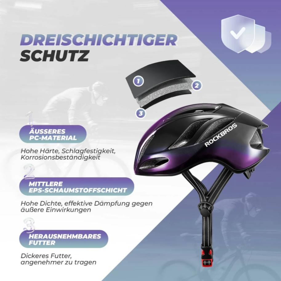 ROCKBROS Casco de bicicleta certificado CE 58-62 cm Casco urbano ajustable Ventilación Unisex Carcasa de policarbonato (PC) y forro de EPS Materiales de alta calidad Acolchado desmontable y correa de barbilla