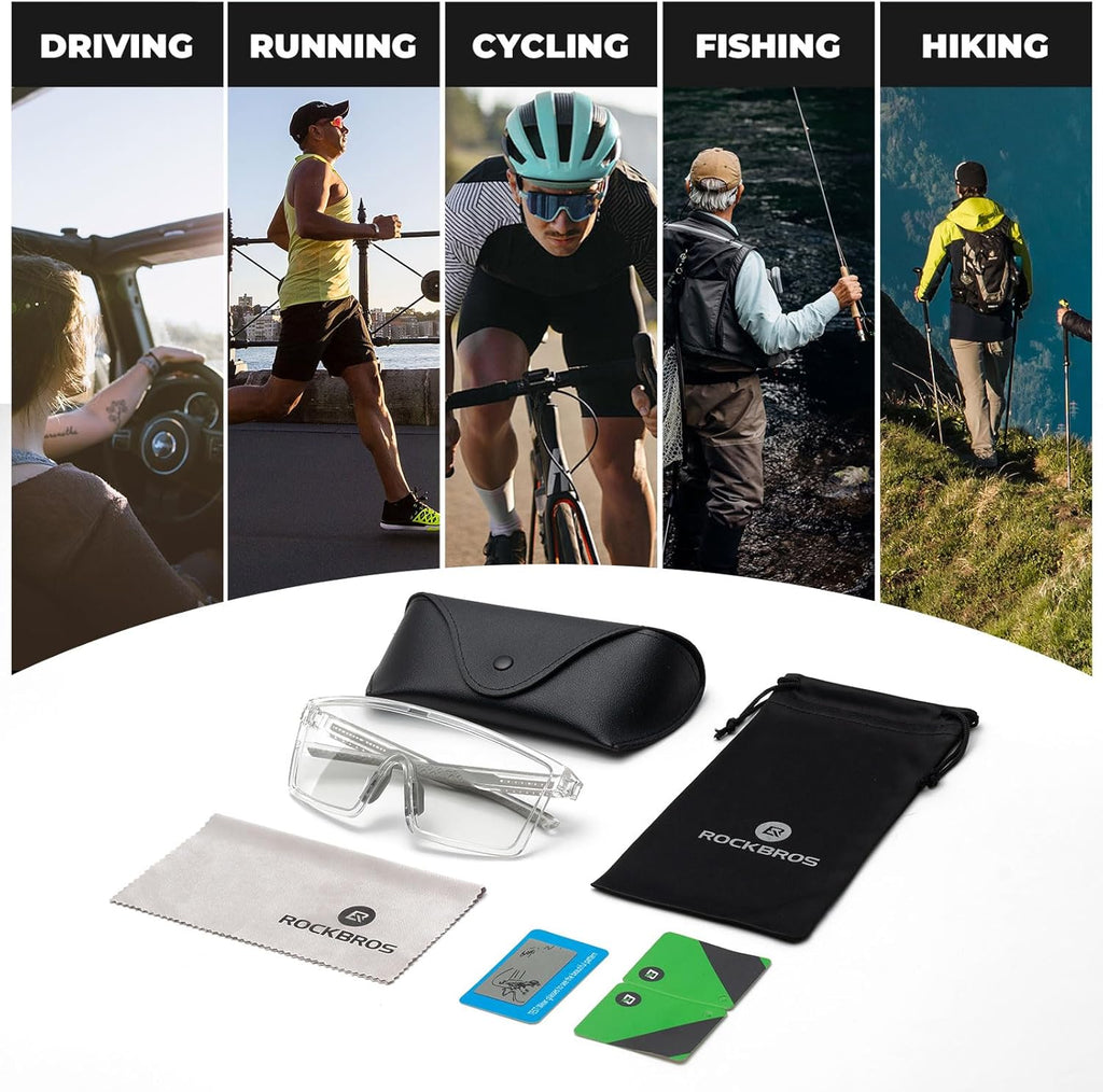Gafas de ciclismo ROCKBROS con tinte automático para hombres y mujeres, gafas fotocromáticas UV400, gafas deportivas con montura TR90 ultraligeras para bicicleta y MTB, ideales para pesca