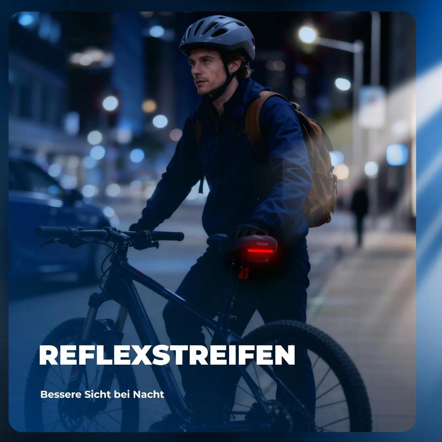 ROCKBROS sillín de espuma viscoelástica anti dolor para bicicleta, 26 x 22 cm, cuero PU impermeable y espuma viscoelástica transpirable y antideslizante, máximo confort para MTB, bicicleta de carretera y e‑bike, diseño reflectante