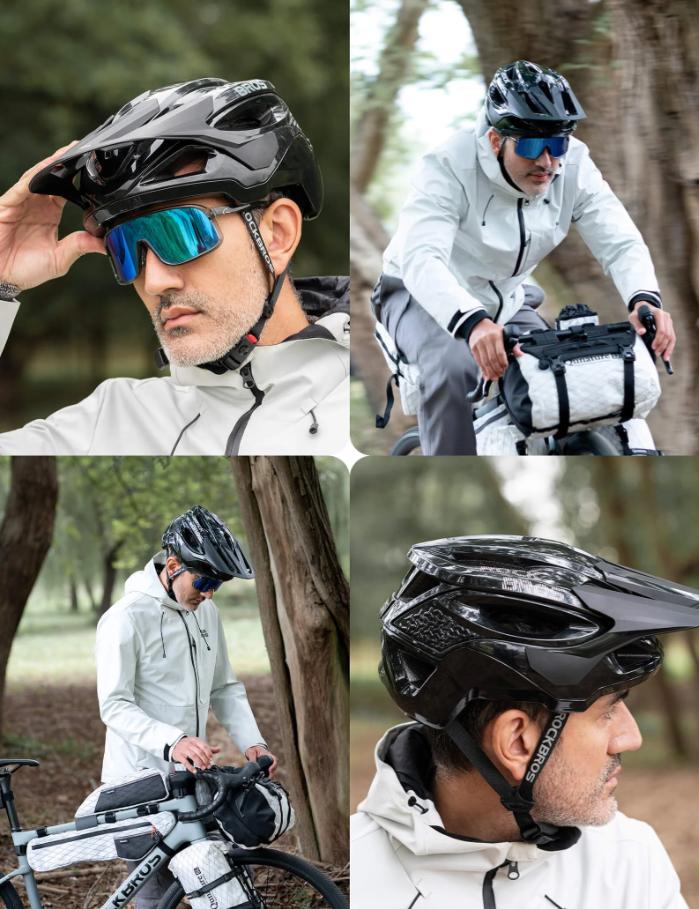 ROCKBROS casco de bicicleta certificado CE con 16 aberturas de aire y sistema de ventilación, protección contra impactos certificada, visera amplia, forro interior desmontable, ajustable para jóvenes y adultos