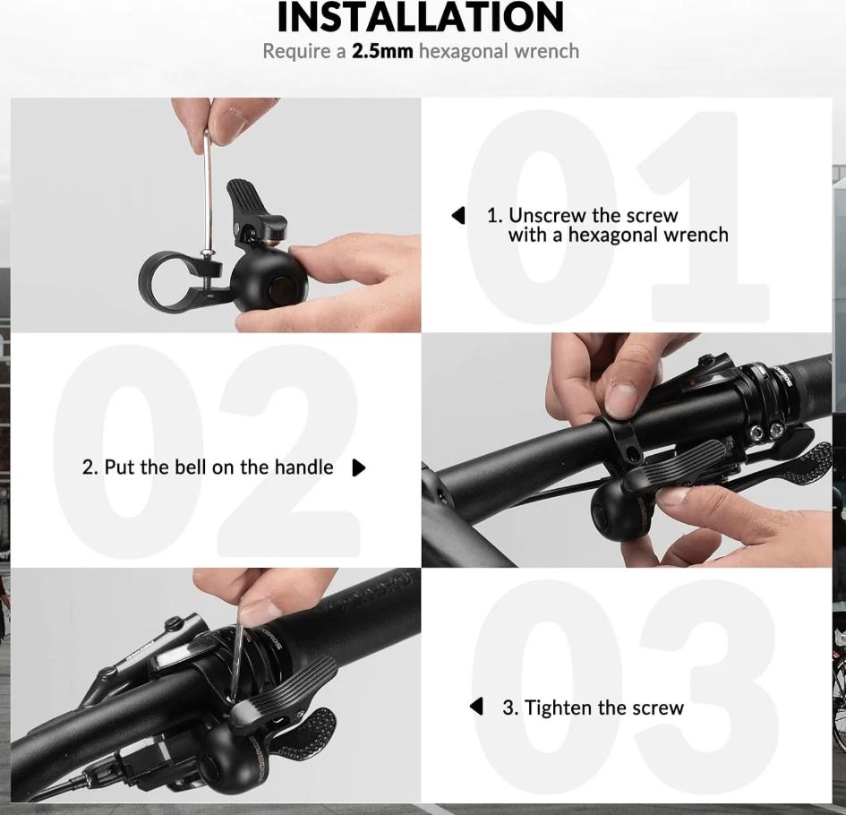 ROCKBROS Sonido Fuerte y Nítido Campana Bicicleta de Carretera 100dB para Manillar Curvado 22.2mm Ergonómica & Compatible Materiales de Alta Calidad Fácil Instalación Incluye Llave Allen