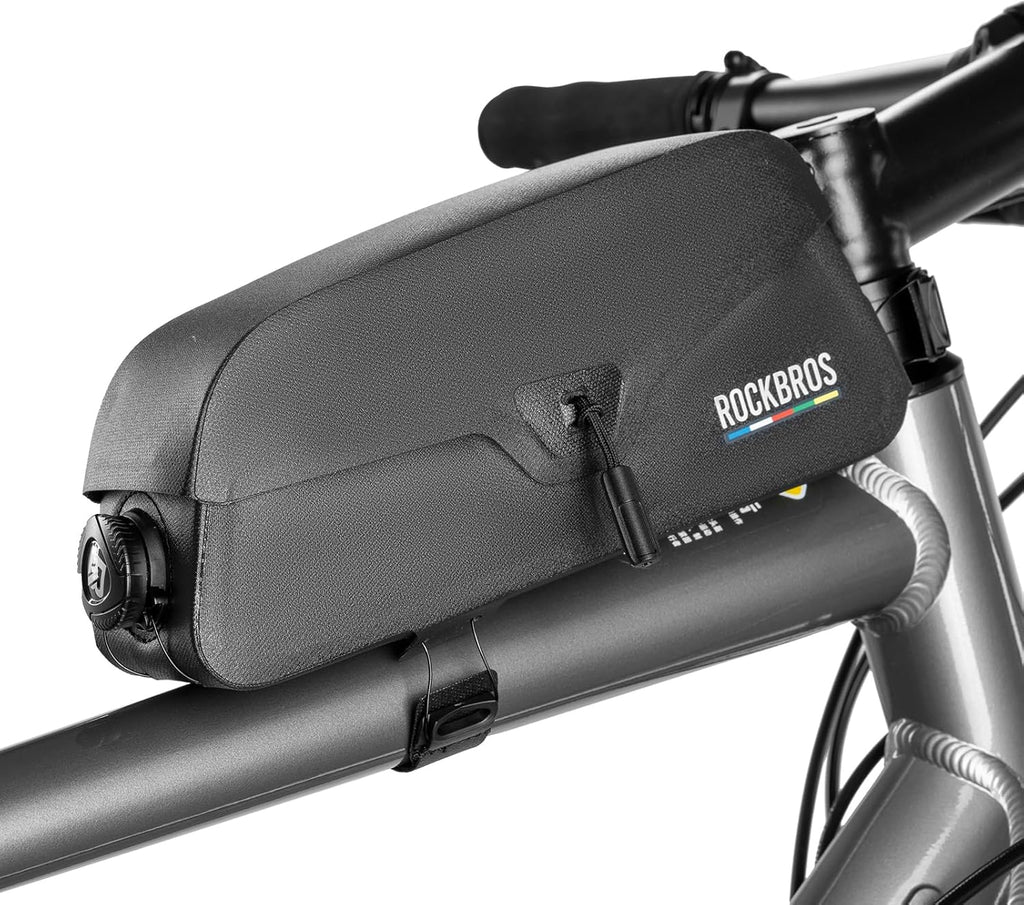 ROCKBROS ROAD TO SKY Bolsa de Alforja Superior Magnética 100% Impermeable con Diseño de Tapa Plegable Magnética 600D Poliéster Revestimiento TPU 0.6L & 0.9L Capacidad para Ciclismo-Ciclismo Protección de Marco de Bicicleta & Estable