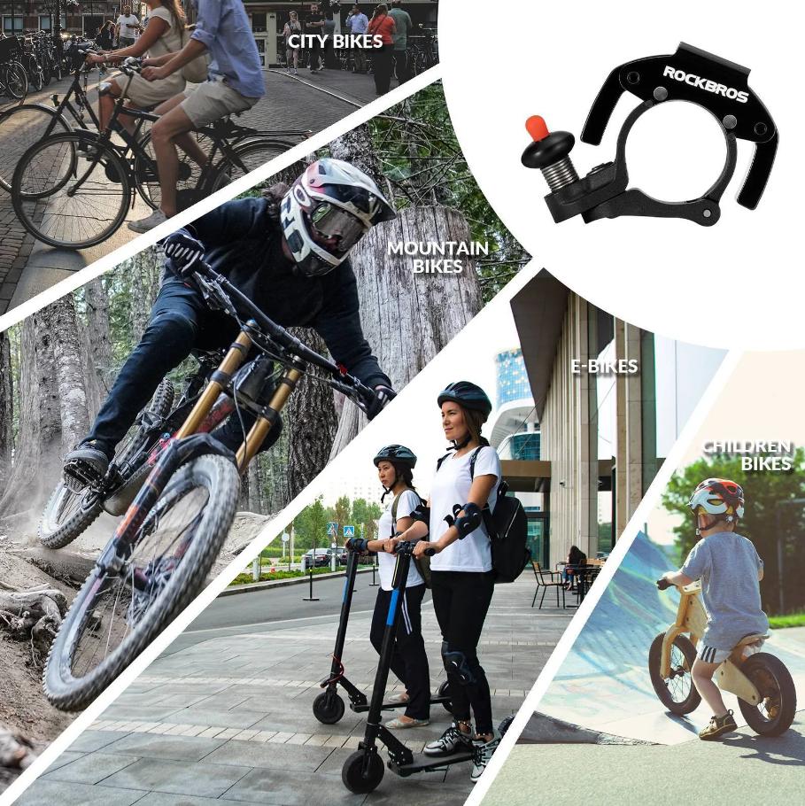 ROCKBROS Campana Bicicleta Avisador 100dB Sonido Fuerte Novedoso Mini Campana Ciclismo en Aleación de Aluminio y Acero Inoxidable de Alta Calidad & Oculta Fácil Instalación