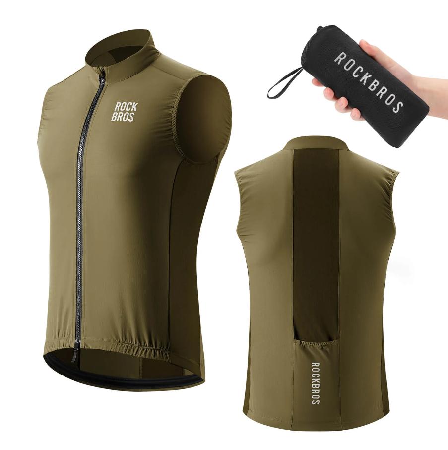 ROCKBROS chaleco de ciclismo sin mangas cortavientos y transpirable, plegable con bolsillo trasero y elementos reflectantes para la máxima libertad de movimiento