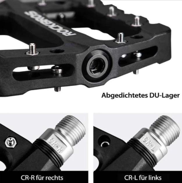 ROCKBROS Pedal de Bicicleta MTB Premium 9/16 Pulgadas con 3 Rodamientos de Bolas de Nylon Cr+Mo Acero Antideslizante Picos 10 Picos por Pedal 12x10.5x2cm Ligero y Duradero