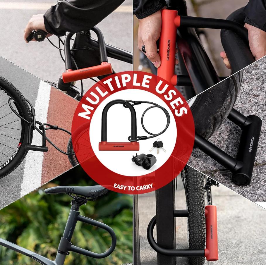 ROCKBROS #Ebike candado de manillar de alta seguridad, 22 mm de diámetro, de acero aleado, con 3 llaves y funda de silicona, resistente a los robos, para bicicleta, motocicleta y MTB, tu actualización de seguridad