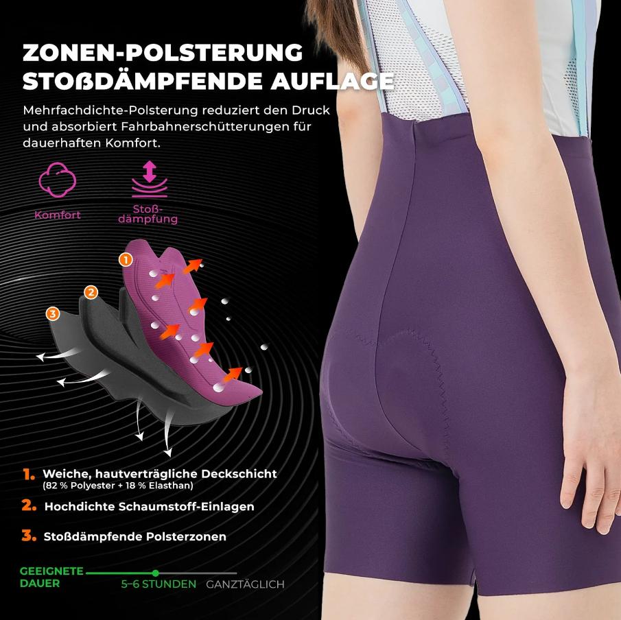 ROCKBROS TVI pantalones cortos tipo bib para mujer con acolchado zonificado (5–6 horas)