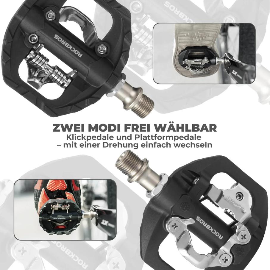 ROCKBROS Pedal 2 en 1 con Clickeo SPD y Plataforma 9/16" pedals