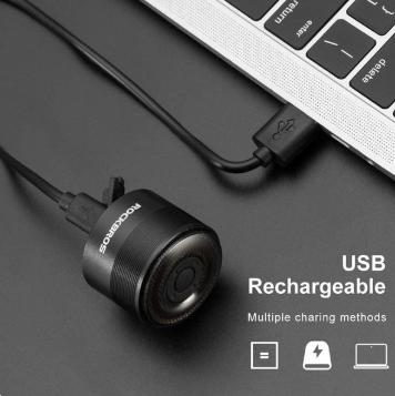 Luz trasera inteligente para bicicleta ROCKBROS Q1, luz de freno LED resistente al agua con 7 colores de iluminación