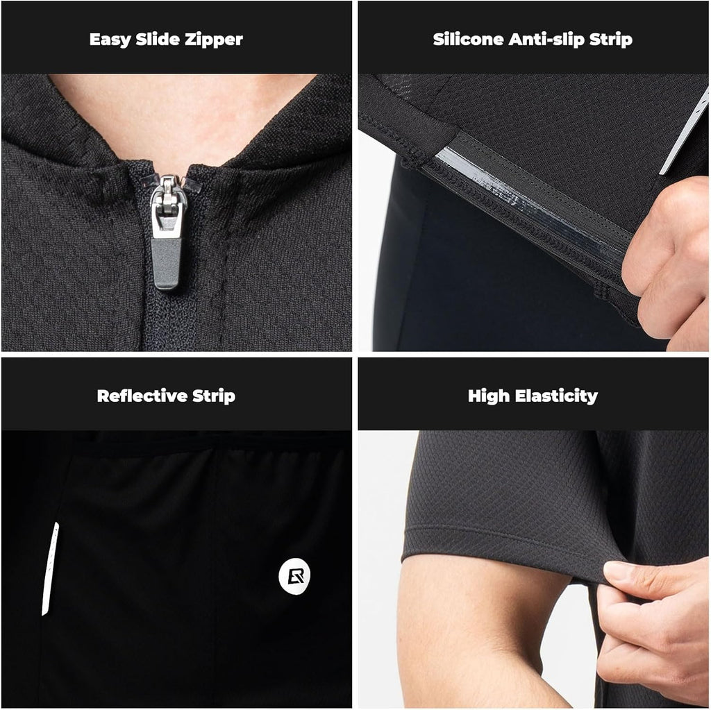 ROCKBROS Camiseta Ciclismo Hombre Manga Corta Camisetas de Ciclismo Maillot Ciclismo Bicicleta Carretera Transpirable Ropa de Ciclismo Secado Rápido para Bicicleta de Carretera Montaña Ciclismo