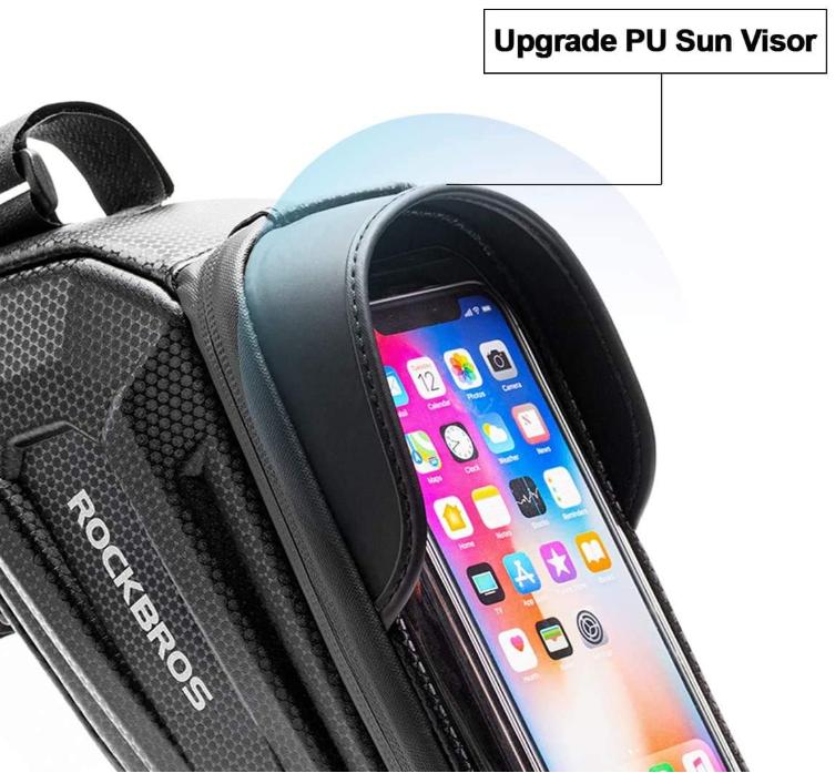 ROCKBROS Bolsa de bicicleta impermeable con pantalla táctil TPU, 1,7 l y 1,3 l, resistente al desgaste, reflectante, gran capacidad, adecuada para teléfonos móviles de hasta 6,8 inch, carcasa rígida de EVA 3D, con protección contra la lluvia