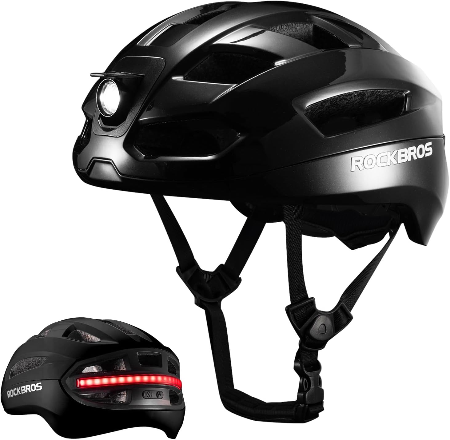 Casco de bicicleta ROCKBROS con luz trasera LED y control remoto – casco para MTB, bicicleta de carretera y e‑bike para mujeres y hombres, casco de seguridad