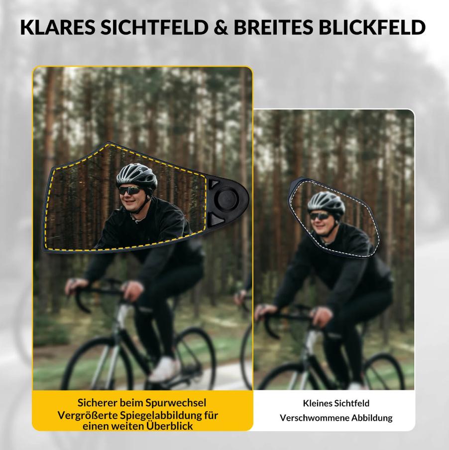 Espejo de bicicleta ROCKBROS, espejo retrovisor giratorio 360°, plegable para manillar (20–23 mm), visión HD, seguridad, diseño anti deslumbramiento, resistente a explosiones, material PA, diseño anti deslumbramiento para viajes nocturnos
