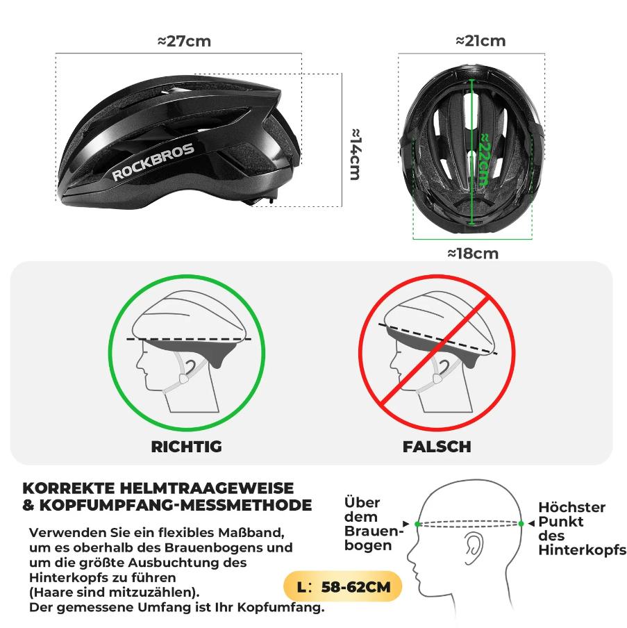 ROCKBROS Casco de bicicleta ligero certificado CE LK-79 con marco interior reforzado, carcasa exterior de policarbonato (PC), espuma EPS, sistema de ventilación y cierre magnético rápido, peso de 284 g
