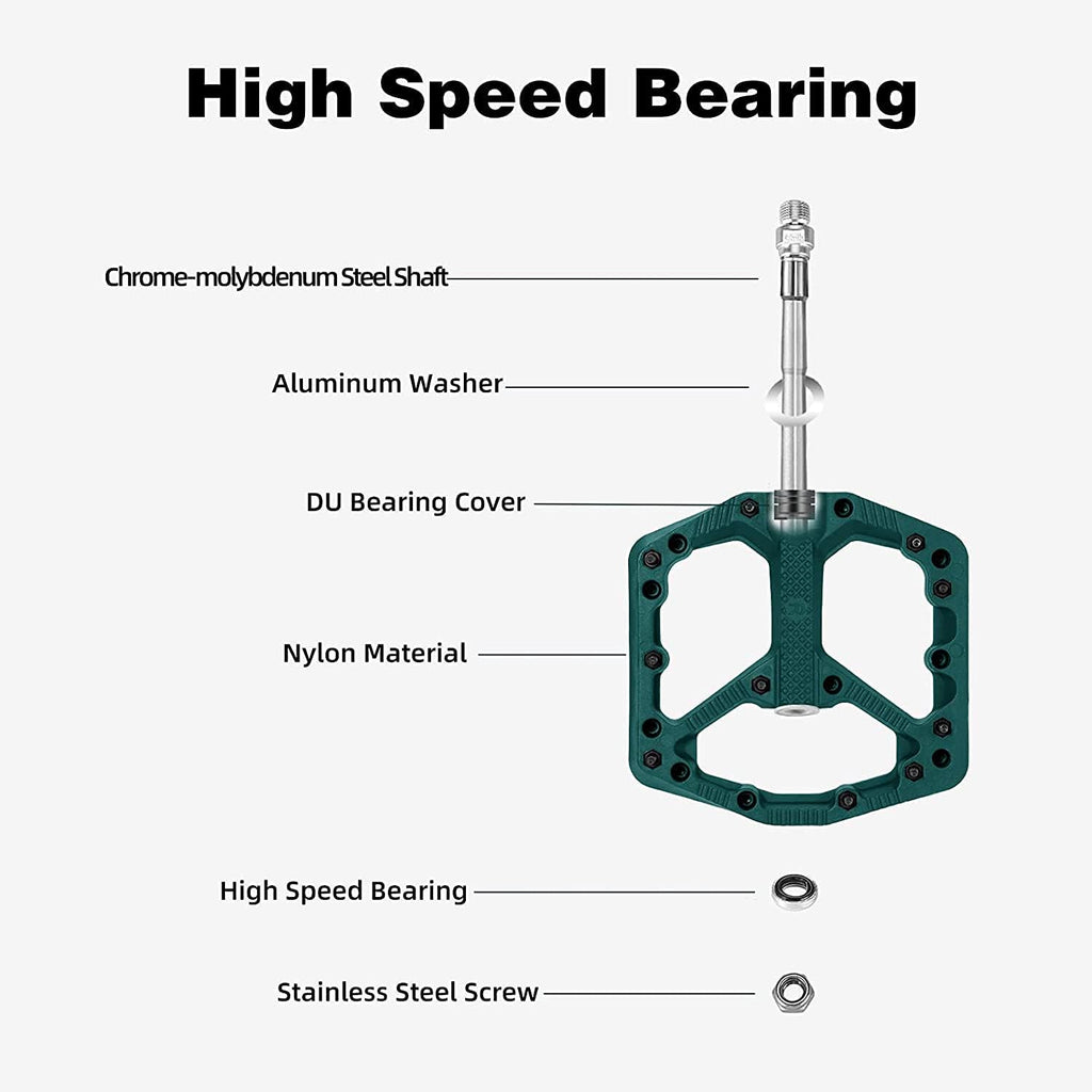 ROCKBROS Pedal de Bicicleta de Nylon MTB Pedal Antideslizante Resistente al Desgaste 9/16’’ Pedales para MTB, Bicicleta de Carretera, Bicicleta Eléctrica