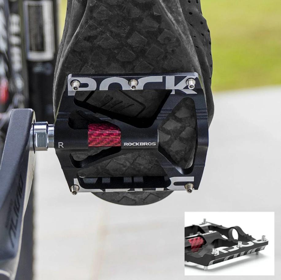 ROCKBROS Pedal de Bicicleta 9/16 Pulgadas Pedal de Bicicleta de Aleación de Aluminio MTB Pedal con Rodamientos Sellados & 100% Eje de Cromo-Molibdeno para Durabilidad y Función Antideslizante
