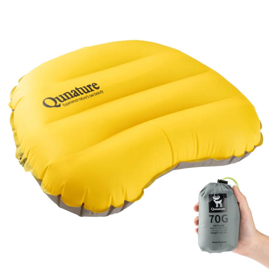 ROCKBROS Qunature cojín de camping ultraligero y inflable 70G 20D nylon Ripstop para senderismo y escalada al aire libre soporte ergonómico para la nuca núcleo de aire estable