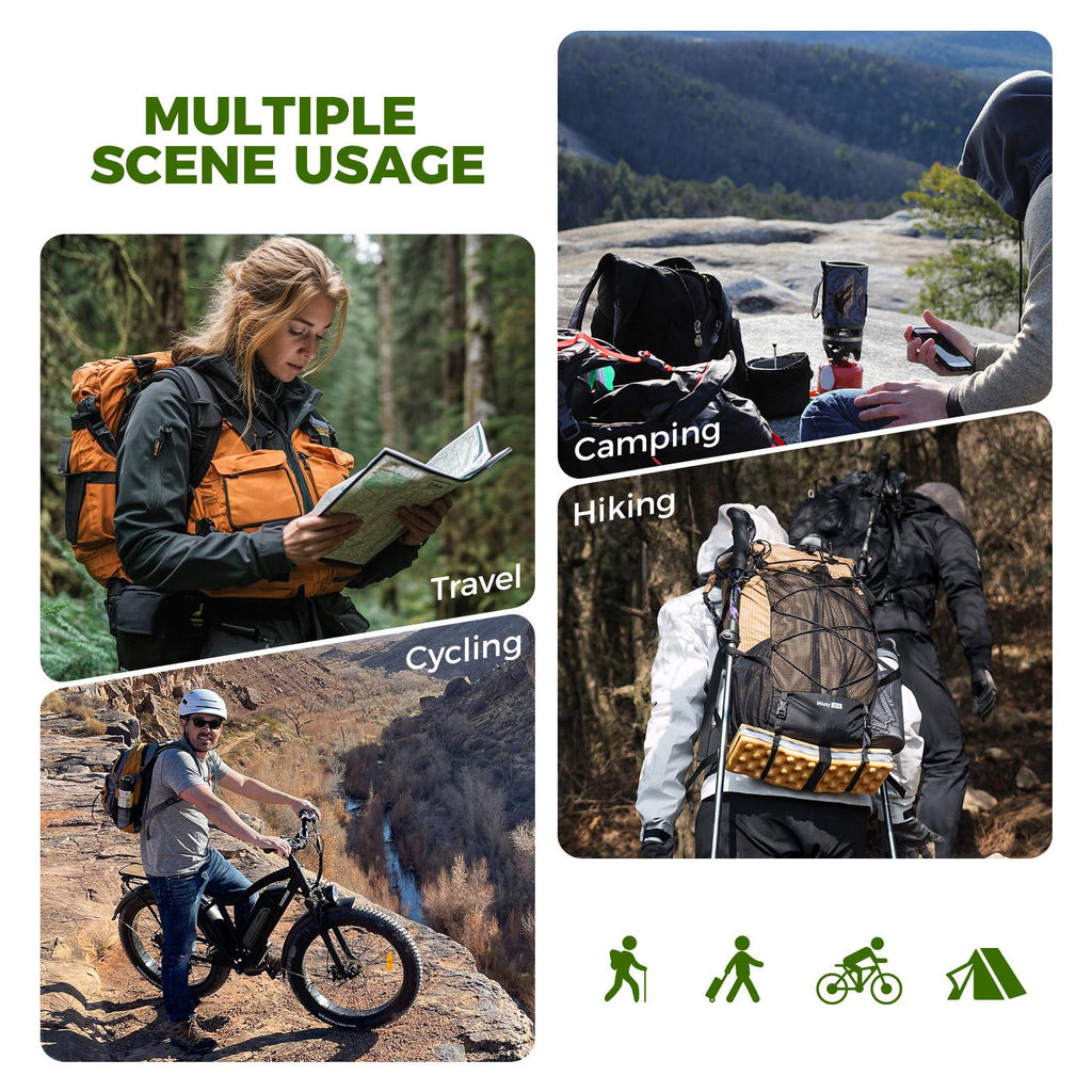 ROCKBROS mochila de trekking 35L resistente al agua, material de nylon robusto, gran capacidad, varios compartimentos, sistema de transporte cómodo, detalles de seguridad, mochila de senderismo versátil para caminatas de 1-2 días o viajes de 3 días