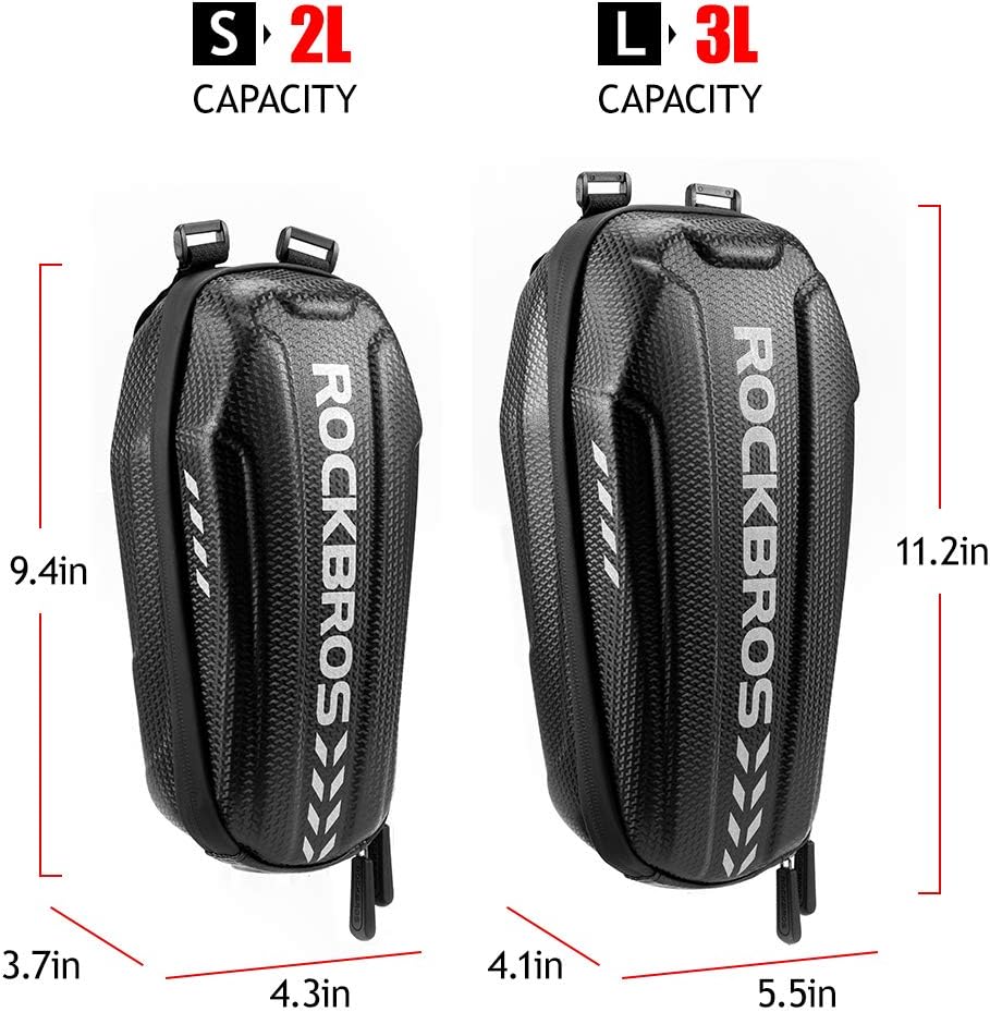 ROCKBROS Bolsa para scooter 2/3L, bolsa delantera para patinete eléctrico, bolsa de transporte para scooter, 100% impermeable y robusta (carcasa rígida de EVA), bolsa de manillar imprescindible para Xiaomi Mijia M365 / M365 Pro/Segway ES/Faltrad Eva