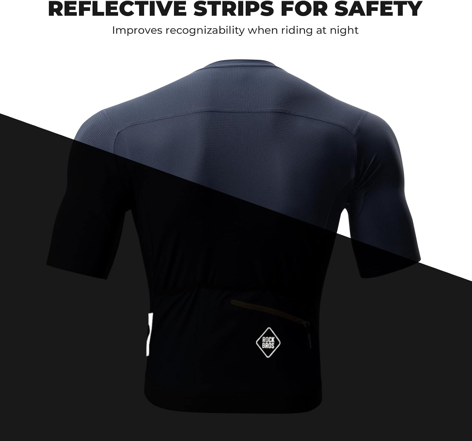 ROCKBROS camiseta de ciclismo para hombre de manga corta, transpirable y de secado rápido, con bolsillos traseros, para ciclismo en carretera y deportes al aire libre