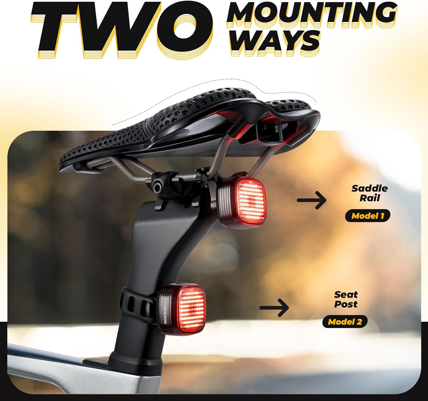 ROCKBROS Waterproof Ultra Bright LED Bike Taillight with 4 Modes