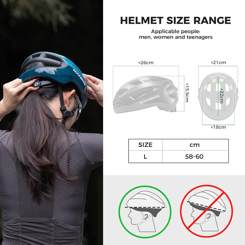 Casco de bicicleta ROCKBROS con luz trasera LED y control remoto – casco para MTB, bicicleta de carretera y e‑bike para mujeres y hombres, casco de seguridad