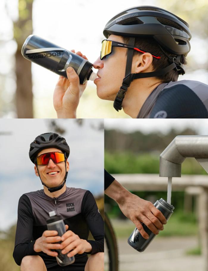 ROCKBROS botella de agua para bicicleta 620 ml, botella deportiva con función de enfriamiento durante 5 horas, sin BPA y a prueba de fugas, ideal para viajes en bicicleta y desplazamientos por negocios
