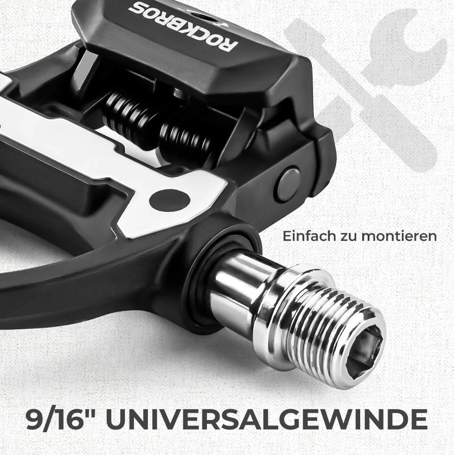 ROCKBROS Pedales SPD tensión ajustable eje de acero CRMO & rodamiento sellado material de nylon robusto incl. clips para bicicleta de carretera competición