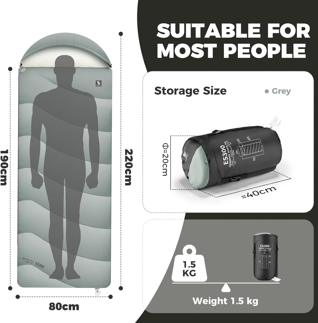 ROCKBROS saco de dormir ultraligero 4 estaciones 6-12°C para adultos al aire libre camping calidez de invierno protección contra el frío portátil hogar persona individual manta con cremallera