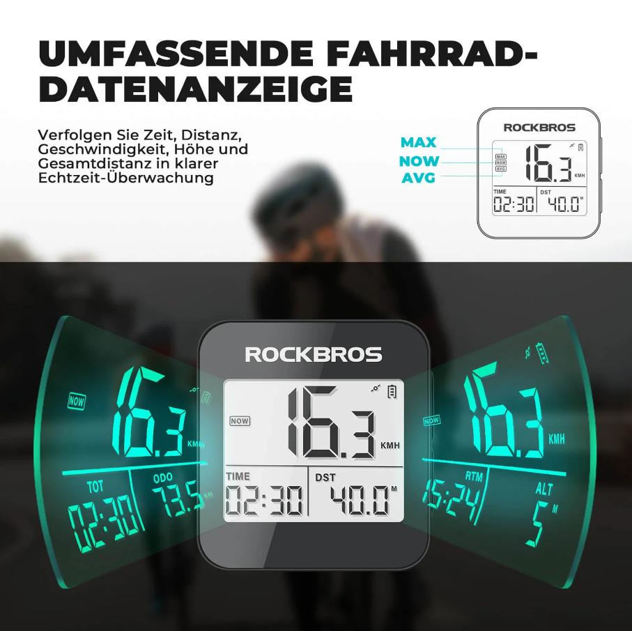 ROCKBROS computadora de bicicleta inalámbrica G1 con 35 horas de autonomía, pantalla antirreflejos de 2 inch y visualización de datos en tiempo real para uso en bicicletas de carretera y mountain bike, bicicletas urbanas, accesorios de ciclismo