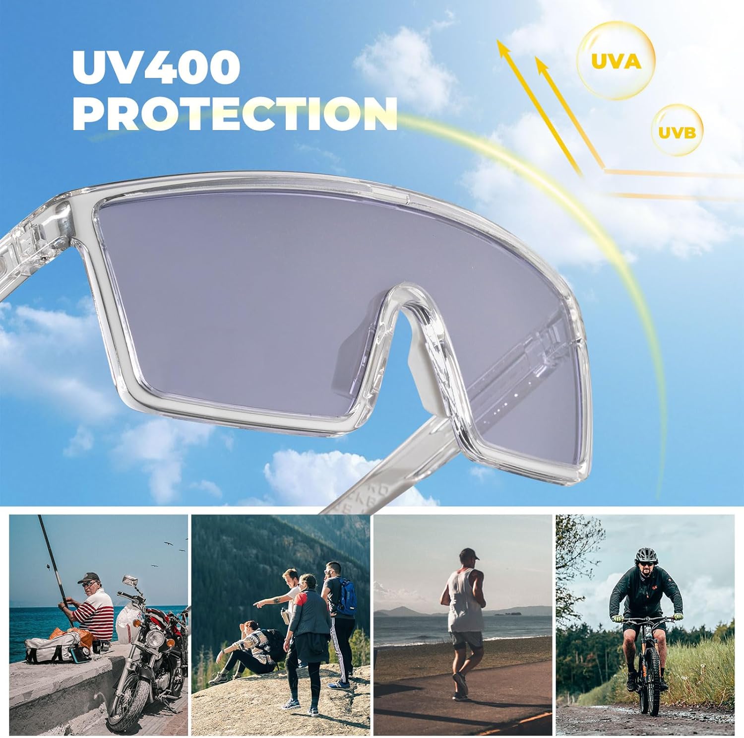 Gafas de ciclismo ROCKBROS con tinte automático para hombres y mujeres, gafas fotocromáticas UV400, gafas deportivas con montura TR90 ultraligeras para bicicleta y MTB, ideales para pesca