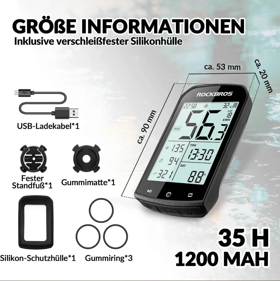 ROCKBROS computadora de bicicleta GPS – IPX6 resistente al agua, pantalla de 2,9 inch, multifuncional con puerto de carga rápida ANT+, batería de 1200 mAh para 35 horas de autonomía, perfecta para bicicleta de carretera y MTB #ComputadoraDeBicicleta #Gadg