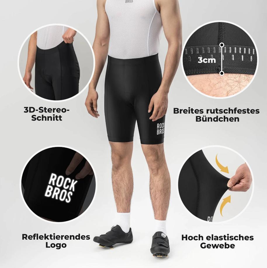 ROCKBROS Pantalones Cortos de Ciclismo con Acolchado para Hombre - Corte 3D y Tela Ultraelástica - Logo Reflectante - Máxima Comodidad y Seguridad en Bicicleta deporte shorts