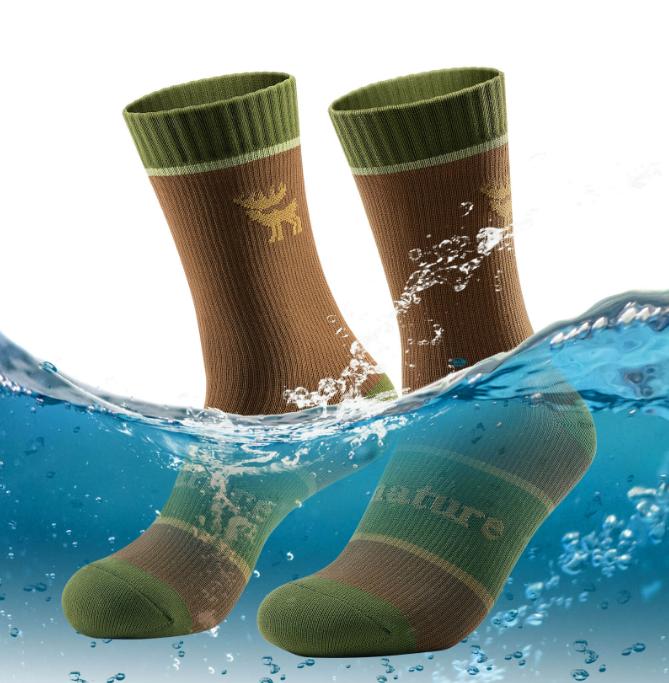ROCKBROS Qunature Nature calcetines impermeables para exteriores - transpirables, cortavientos, resistentes al desgaste y antideslizantes - 85% algodón - con amortiguación de impactos y absorbentes de humedad