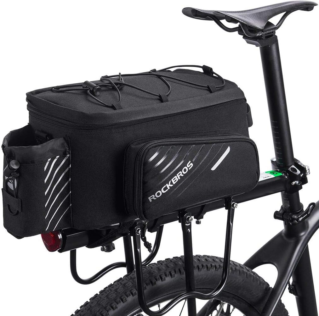 ROCKBROS Bolsa de carga para bicicleta 9-12L - Resistente al agua y expandible, bolsa de carga para bicicleta viral, accesorios para bicicleta de los desplazados, con bolsillos laterales plegables, ideal para desplazados, bikepacking y uso diario