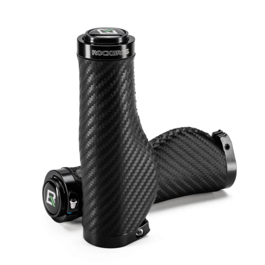 ROCKBROS-manillar con patrón de carbono, mangos antideslizantes de 22,2mm, estructura de cuero PU y Aluminium-Sicherungsring resistente al agua y al polvo, alimentación de alta resistencia, retención libre de fatiga