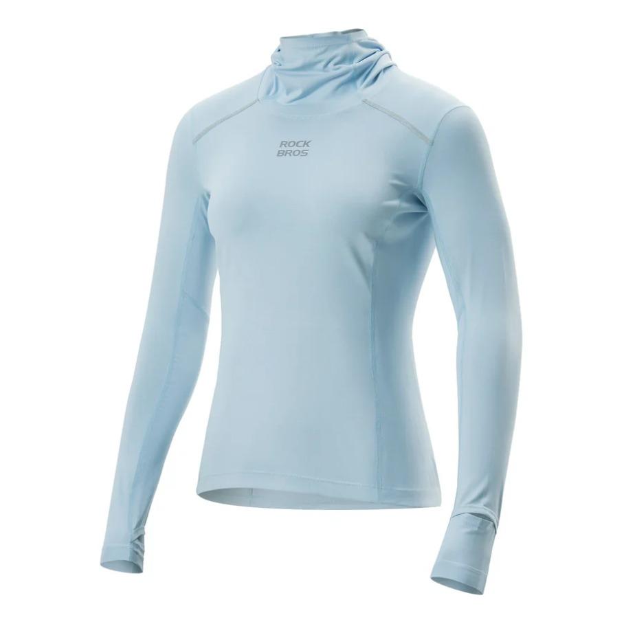 ROCKBROS camiseta de ciclismo de manga larga para mujer – antibacteriana, protección UV, reflectante con salida de pelo y ventana para reloj inteligente