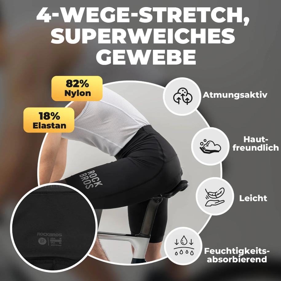 ROCKBROS Pantalones Cortos de Ciclismo con Acolchado para Hombre - Corte 3D y Tela Ultraelástica - Logo Reflectante - Máxima Comodidad y Seguridad en Bicicleta deporte shorts