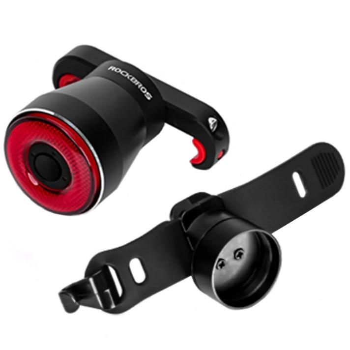 ROCKBROS Luz Trasera Inteligente Q5 IPX6 Resistente al Agua con 4 Modos de Iluminación y Carga USB Recargable para Bicicleta Seguridad Nocturna
