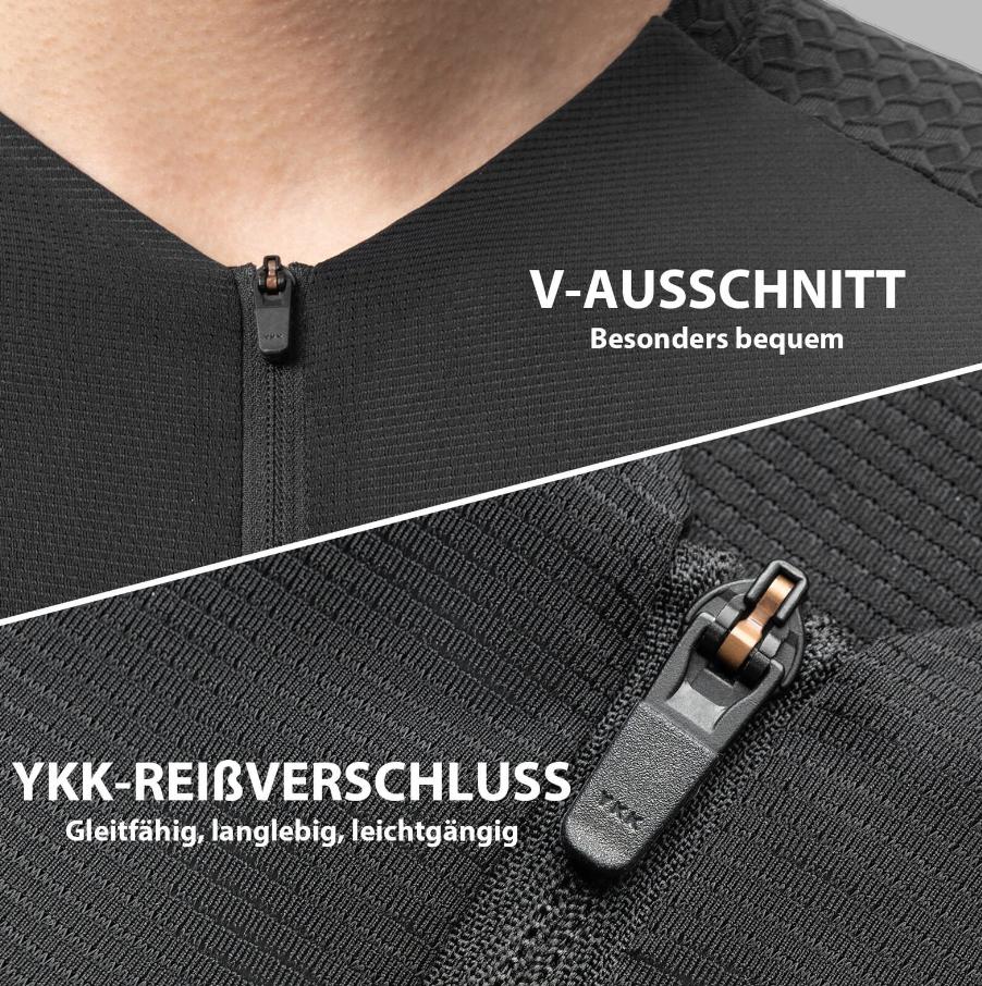 ROCKBROS Camiseta de ciclismo de manga corta para hombre Jersey de ciclismo de alto rendimiento para MTB y ciclismo de carretera Material premium Tecnología de ventilación 3D Logotipo reflectante en dorado Cuello en V y ajuste sin costuras