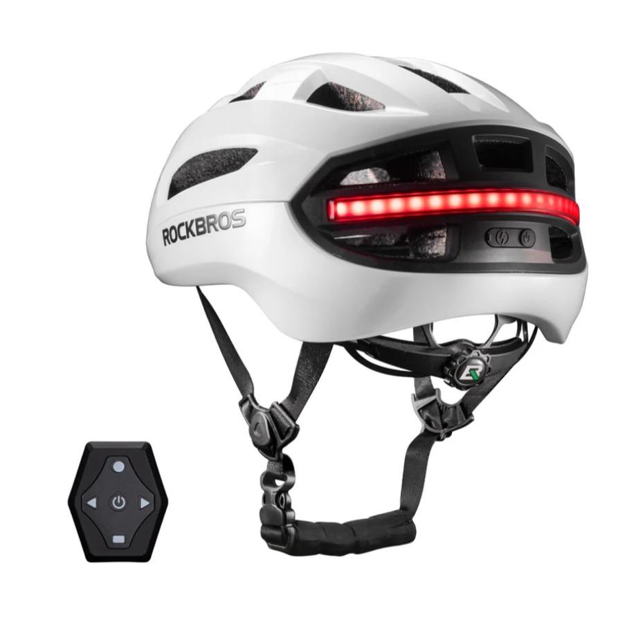 Casco de bicicleta ROCKBROS con luz trasera LED y control remoto – casco para MTB, bicicleta de carretera y e‑bike para mujeres y hombres, casco de seguridad